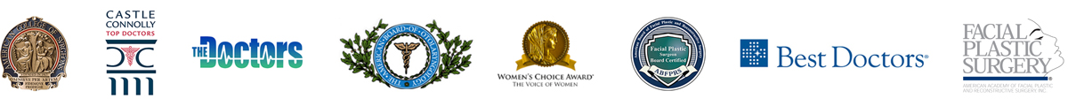 Dr. Achih H. Chen awards and certifications: American College of Surgeons, Castle Connolly Top Doctors, The Doctors, The Amerrican Board of Otolaryngology, Women's Choice Award, Facial Plastic Surgeon Board Certified, Best Doctors, American Academy of Facial Plastic and Reconstruction Surgery